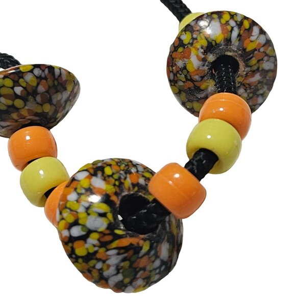 Handmade Boho Multicolor Beaded Necklace Black Cord Retro Jewelry Fashion Women - Picture 3 of 6